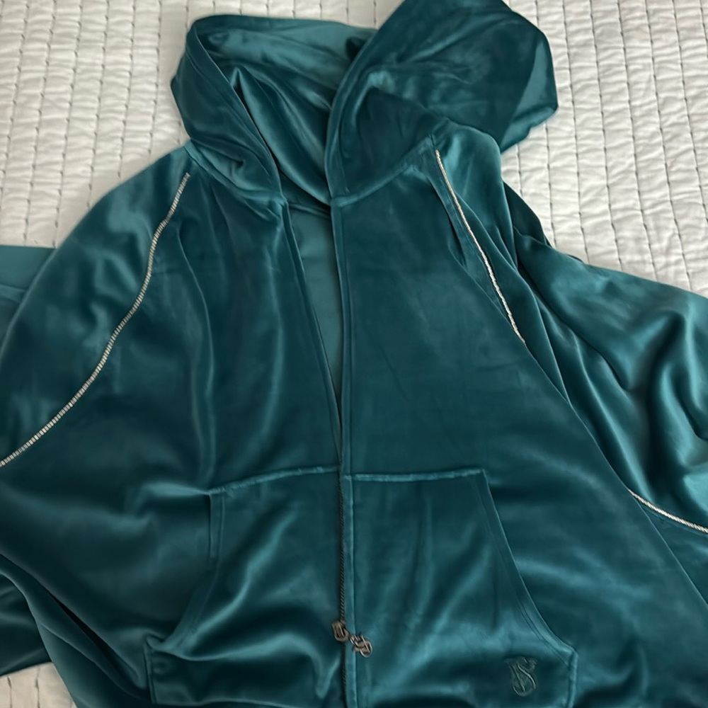 VICTORIAS SECRET velour zip up hoodie with rhinestone